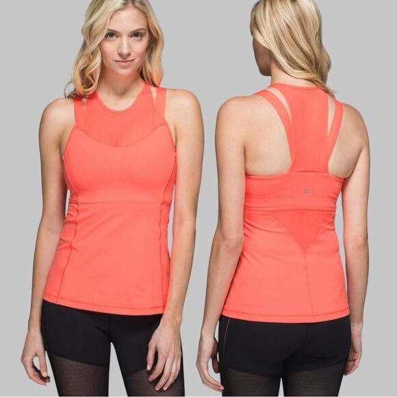 Lululemon Running In The City Tank Top Grapefruit Pink 8 Built-In Bra - Picture 1 of 14